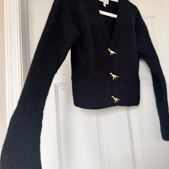 & Other Stories Black Cardigan with Gold Dinosaur Buttons - Picture 3 of 10